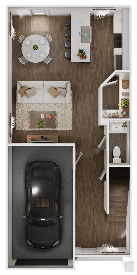 Floor plan for 3 beds, 2.5 baths, 1486 sqft
